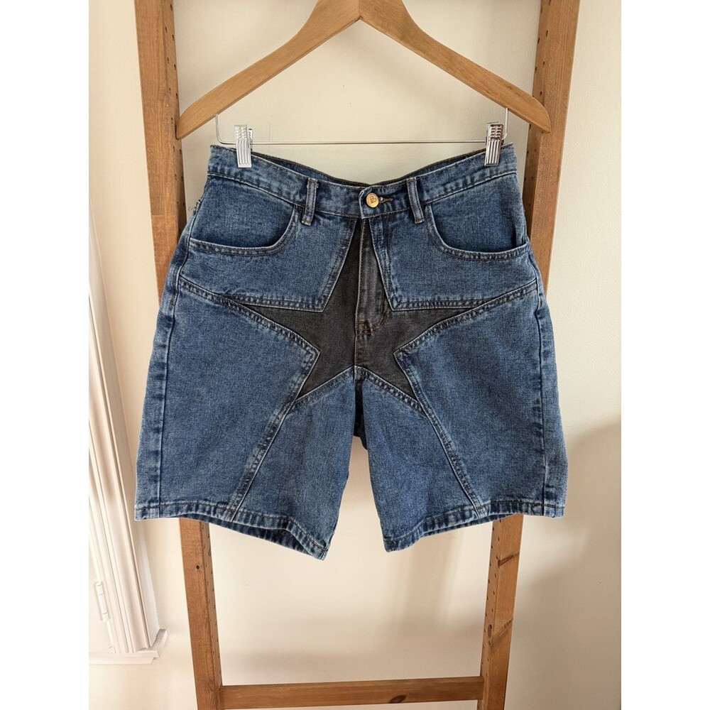 Y2K Style Aelfric Eden Star Patchwork Denim Jean Baggy Shorts Women's SZ 30